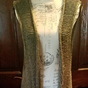 Fringed Olive Cover Vest